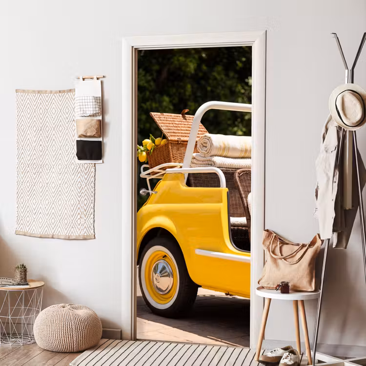 Deursticker - Auto - Picknick - Zomer - Geel — 8