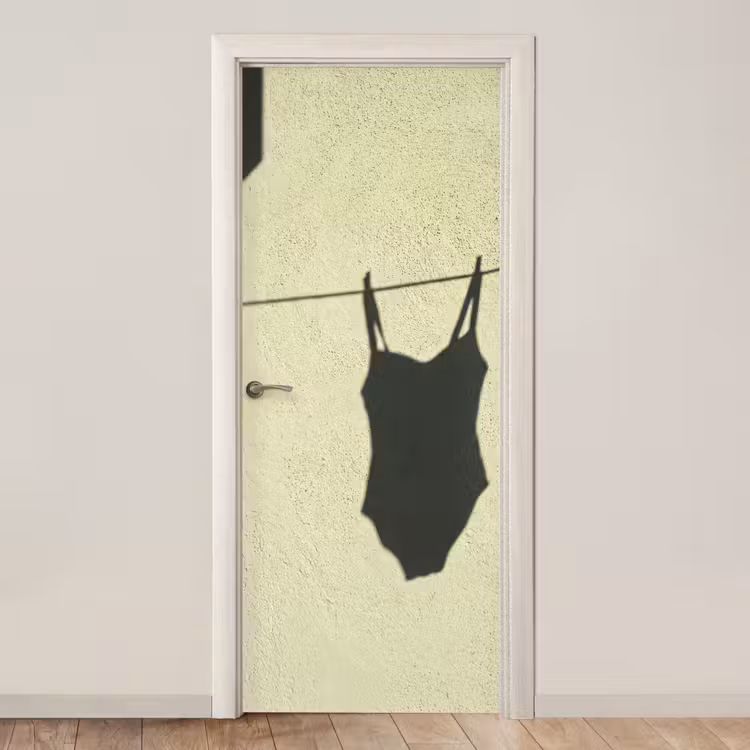 Deursticker - Badpak - Schaduw - Muur - Zomer - Minimalistisch — 1