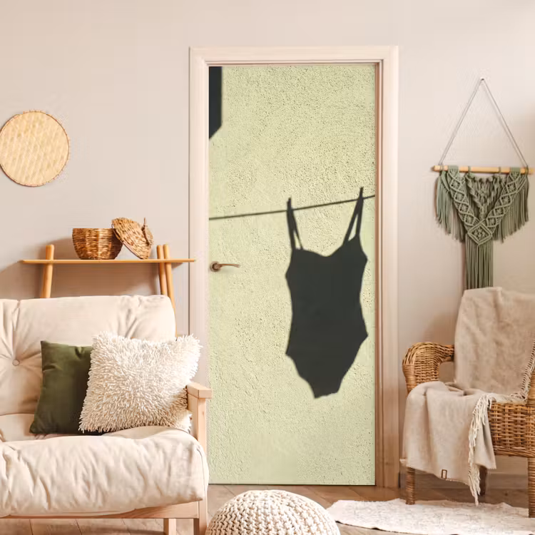 Deursticker - Badpak - Schaduw - Muur - Zomer - Minimalistisch — 4