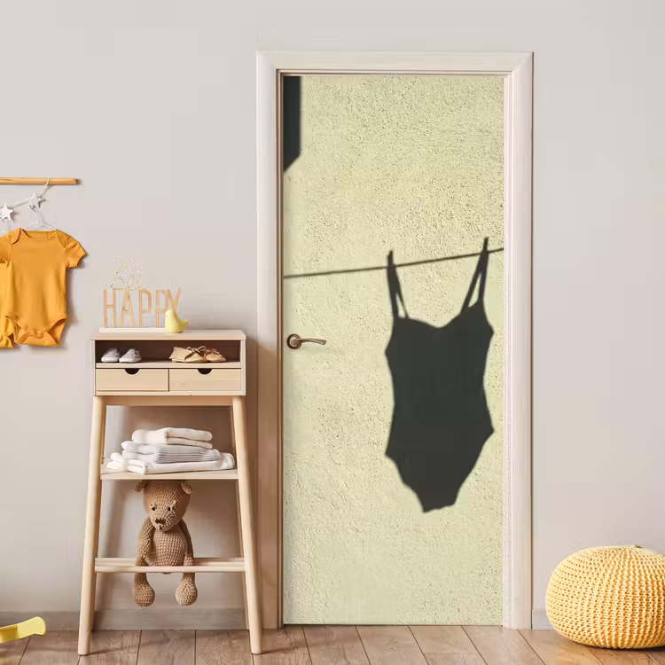 Deursticker - Badpak - Schaduw - Muur - Zomer - Minimalistisch — 6