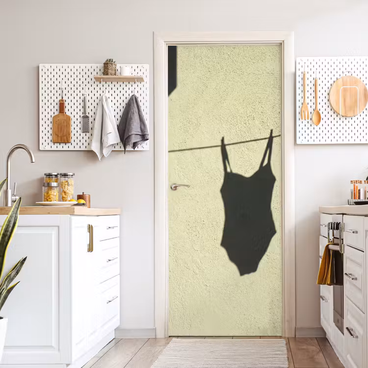 Deursticker - Badpak - Schaduw - Muur - Zomer - Minimalistisch — 7