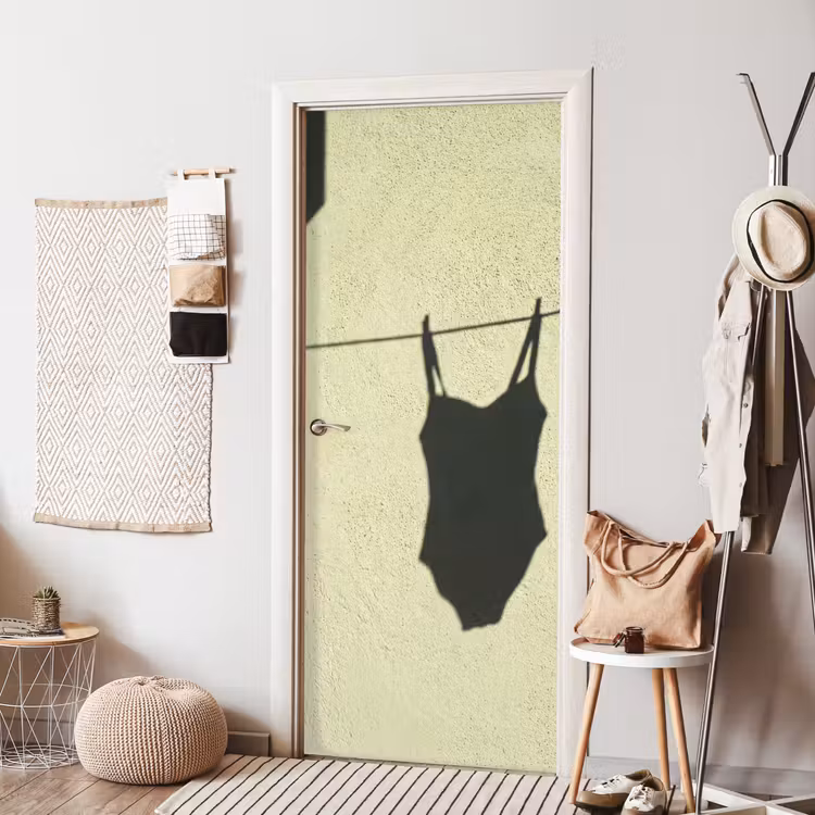Deursticker - Badpak - Schaduw - Muur - Zomer - Minimalistisch — 8