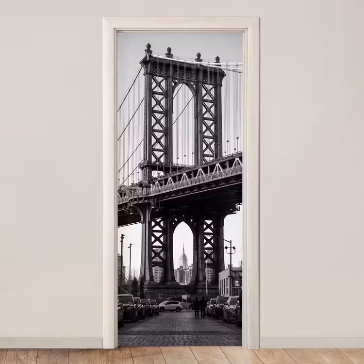 Deursticker - Brug - Stad - Architectuur - Modern - Zwart-wit — 1