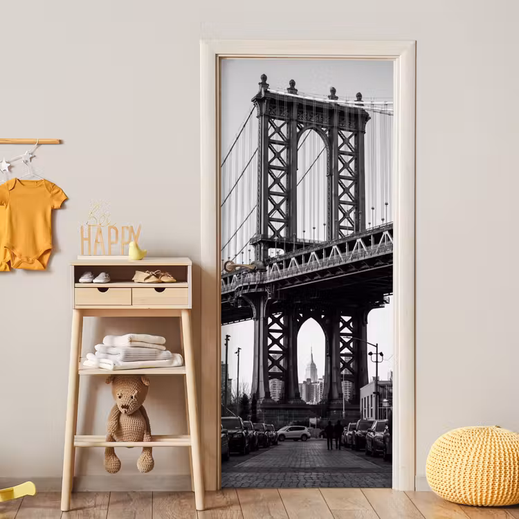 Deursticker - Brug - Stad - Architectuur - Modern - Zwart-wit — 6