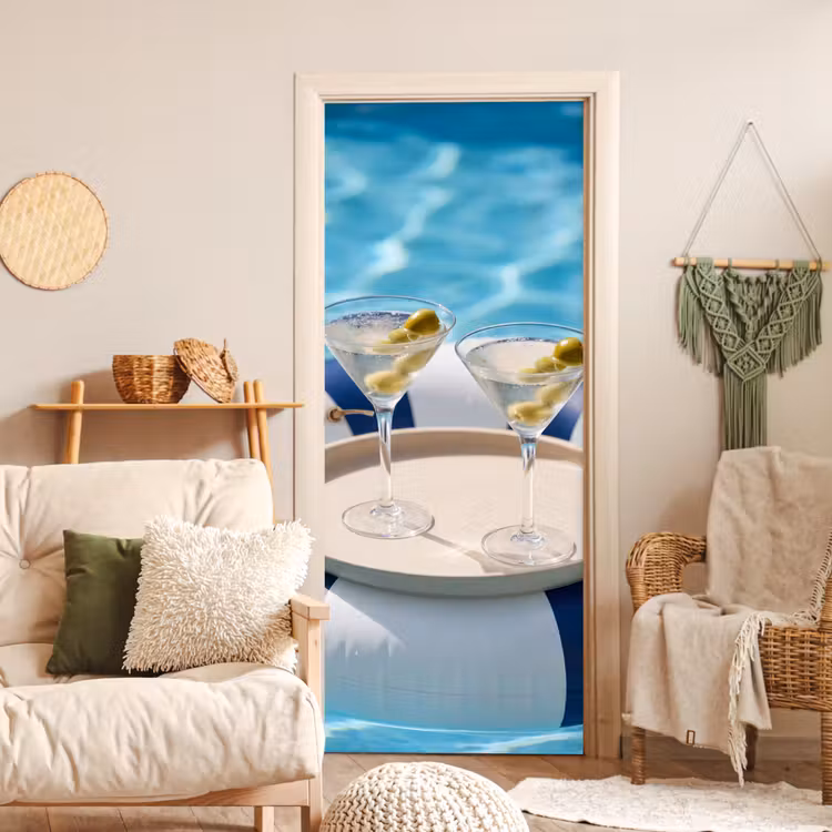 Deursticker - Cocktail - Zwembad - Zomer - Blauw — 4