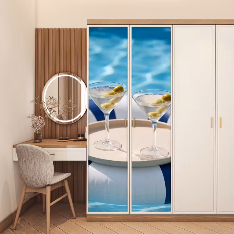Deursticker - Cocktail - Zwembad - Zomer - Blauw — 5