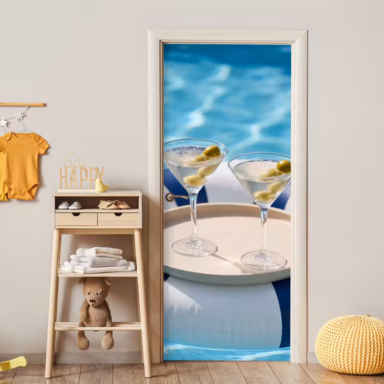 Deursticker - Cocktail - Zwembad - Zomer - Blauw — 6