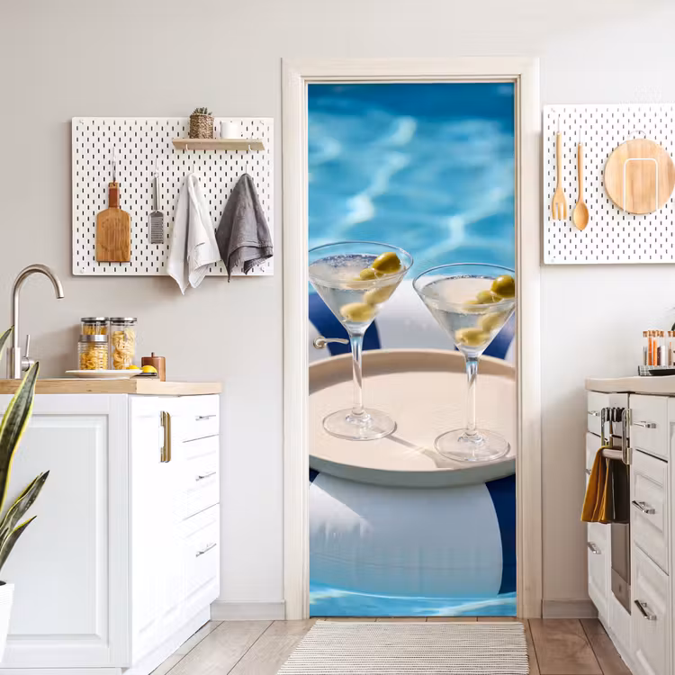 Deursticker - Cocktail - Zwembad - Zomer - Blauw — 7