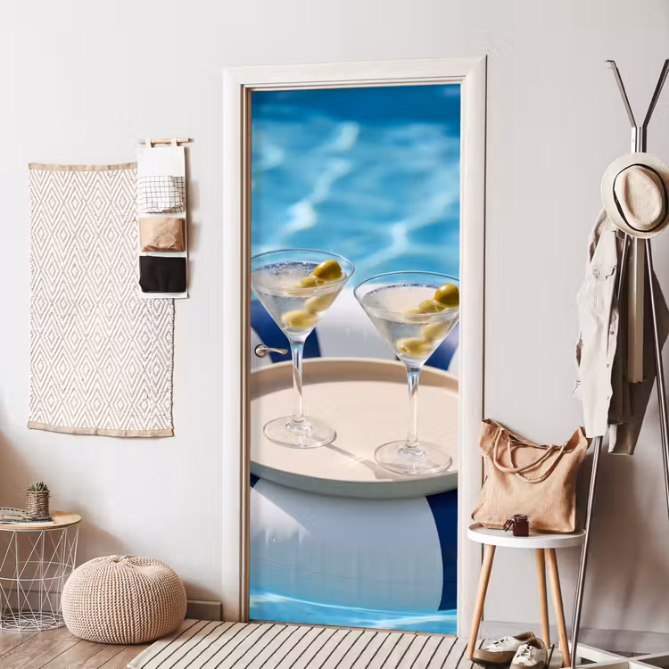 Deursticker - Cocktail - Zwembad - Zomer - Blauw — 8