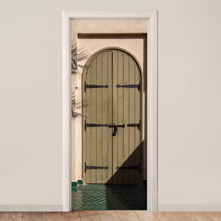 Deursticker - Deur - Hout - Architectuur - Groen - Rustiek — 1