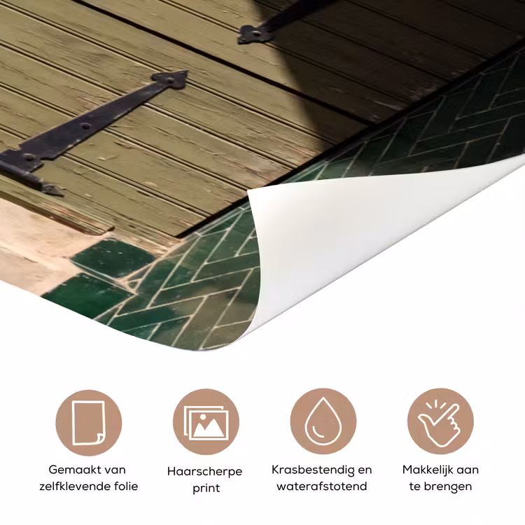 Deursticker - Deur - Hout - Architectuur - Groen - Rustiek — 3