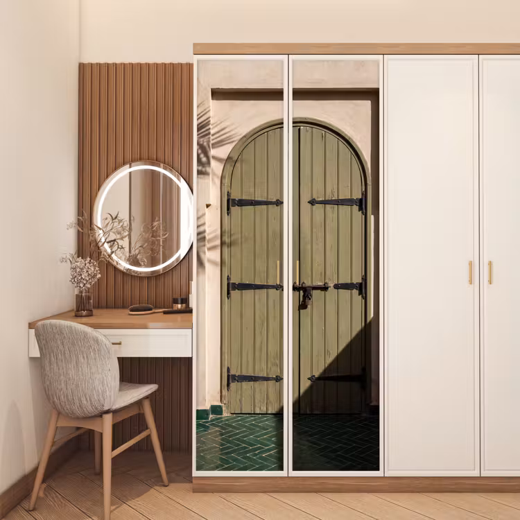 Deursticker - Deur - Hout - Architectuur - Groen - Rustiek — 5