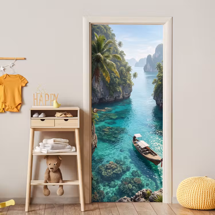 Deursticker - Eiland - Tropisch - Water - Palmbomen - Natuur — 6