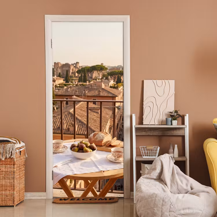 Deursticker - Eten - Ontbijt - Balkon - Stad - Zonsopgang — 2