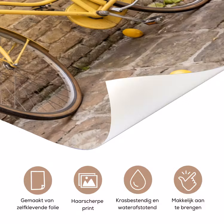 Deursticker - Fiets - Mand - Eten - Geel - Zomer — 3