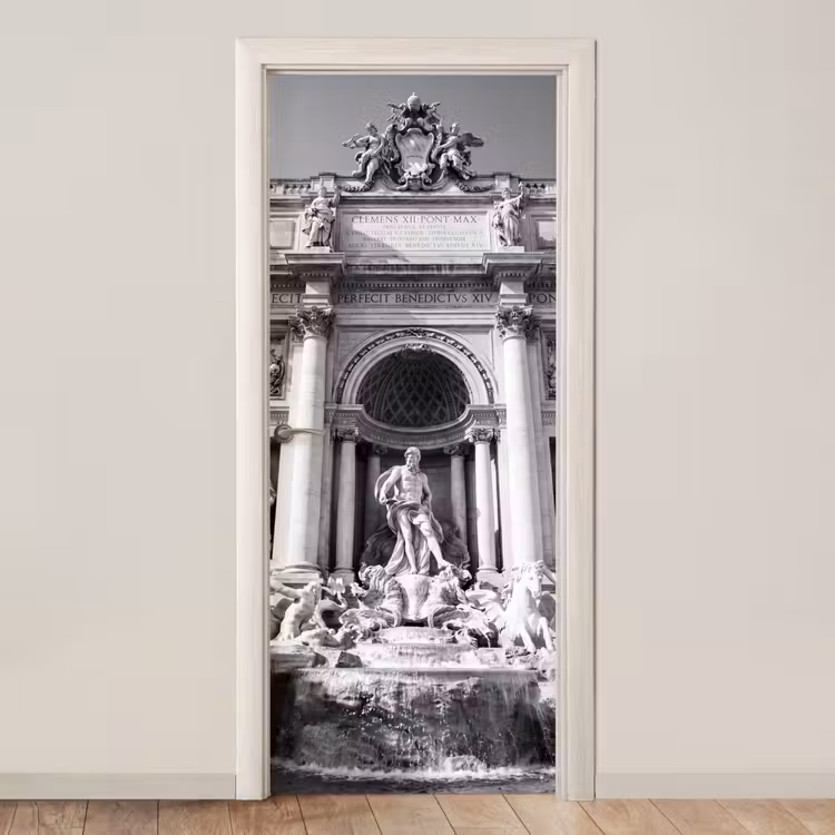 Deursticker - Fontein - Beelden - Architectuur - Zwart-wit — 1