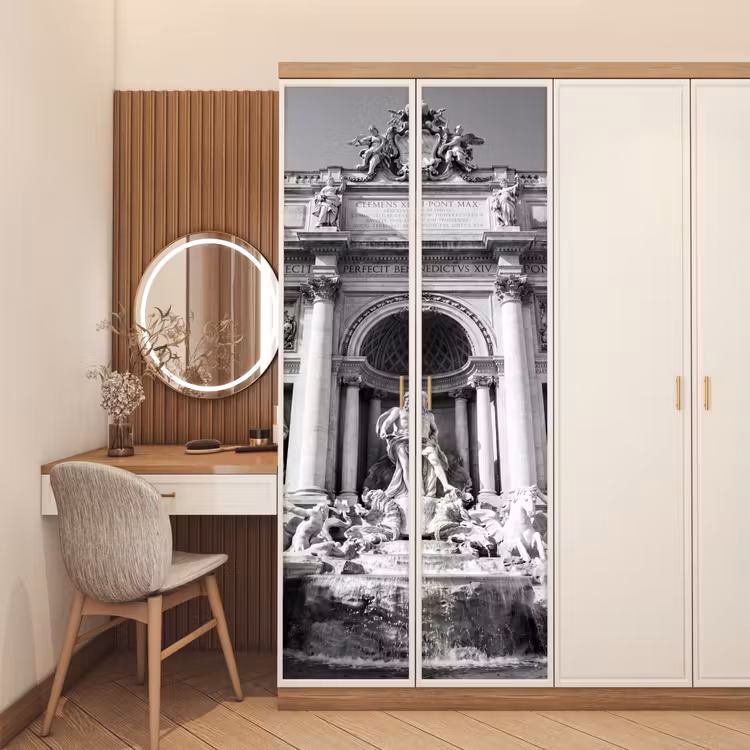 Deursticker - Fontein - Beelden - Architectuur - Zwart-wit — 5