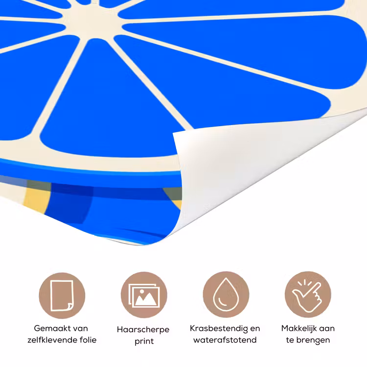 Deursticker - Fruit - Schijven - Patroon - Modern - Blauw - Geel — 3