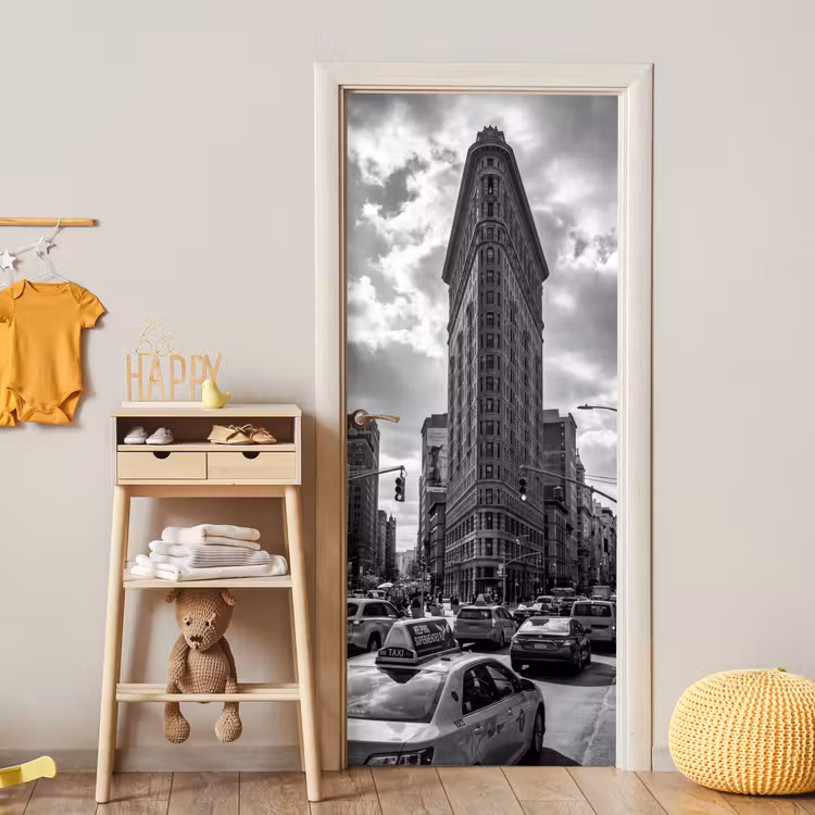 Deursticker - Gebouw - Hoogbouw - Stad - Architectuur - Zwart-wit — 6