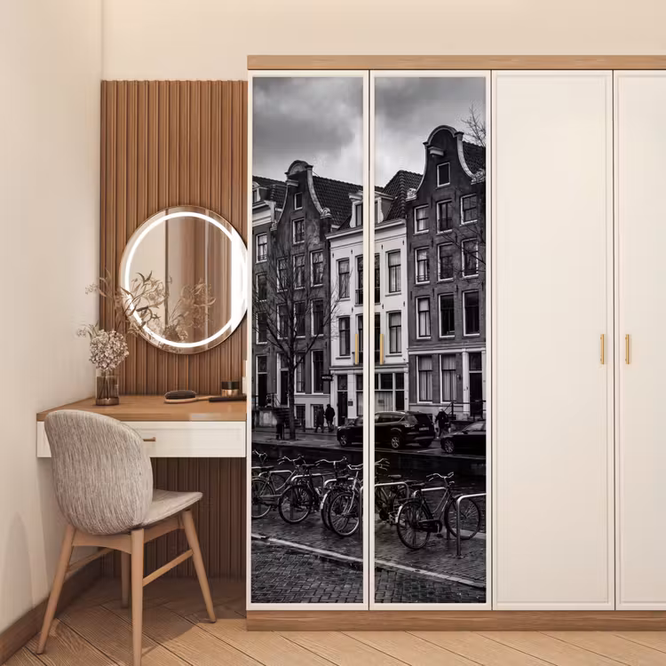 Deursticker - Huis - Gracht - Amsterdam - Architectuur - Zwart-wit — 5