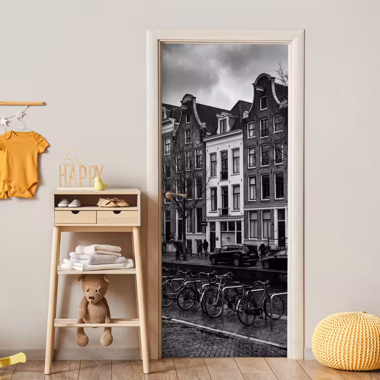 Deursticker - Huis - Gracht - Amsterdam - Architectuur - Zwart-wit — 6