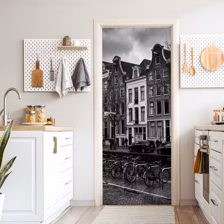 Deursticker - Huis - Gracht - Amsterdam - Architectuur - Zwart-wit — 7