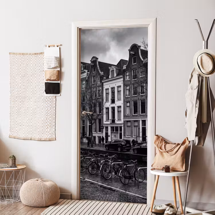 Deursticker - Huis - Gracht - Amsterdam - Architectuur - Zwart-wit — 8
