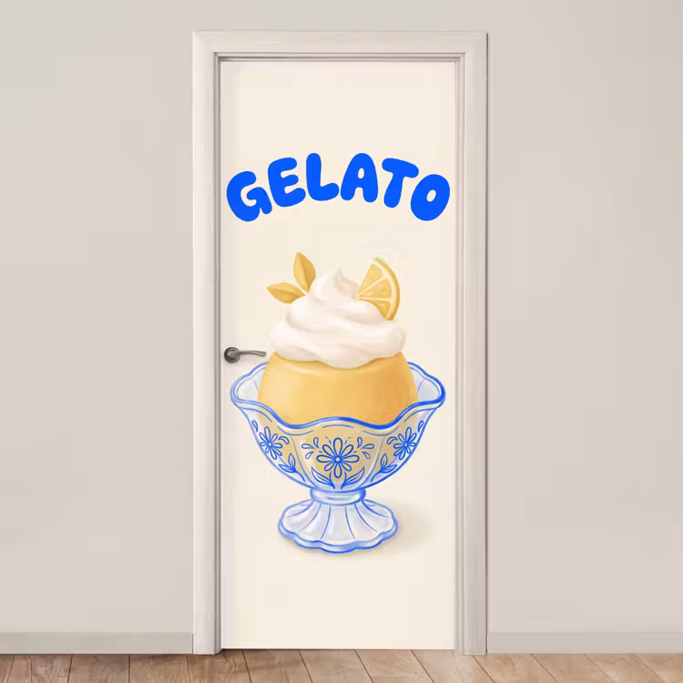 Deursticker - IJs - Citroen - Illustratie - Geel - Dessert — 1