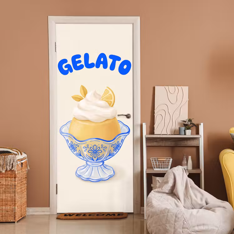 Deursticker - IJs - Citroen - Illustratie - Geel - Dessert — 2