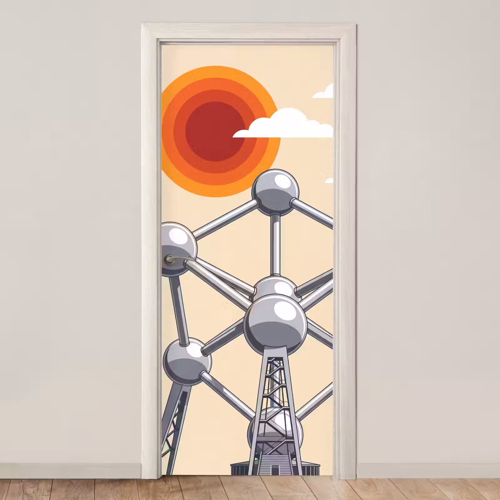 Deursticker - Architectuur - Geometrie - Stad - Modern - Grijs — 1
