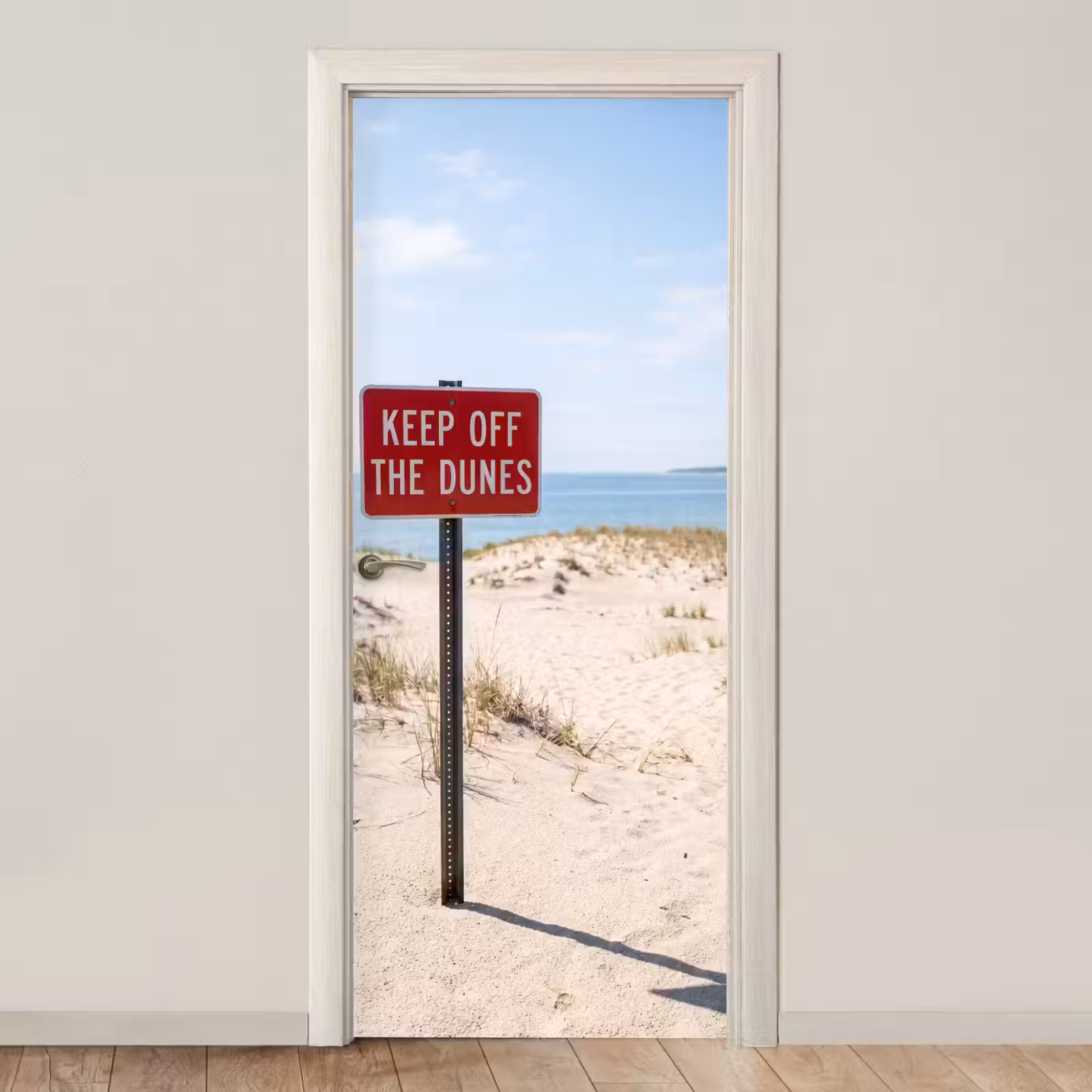 Deursticker - Duin - Bord - Kust - Landschap - Rood — 1