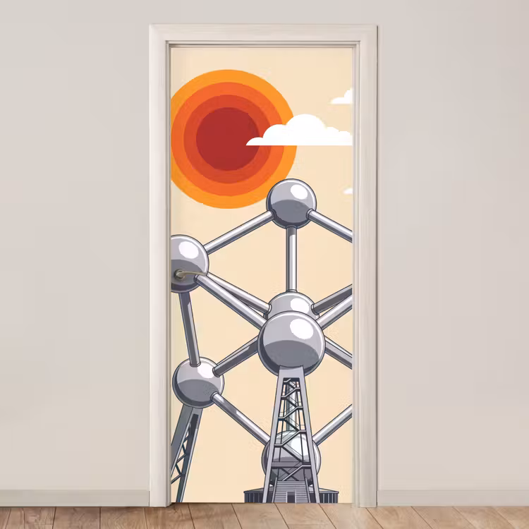 Deursticker - Architectuur - Geometrie - Stad - Modern - Grijs — 1