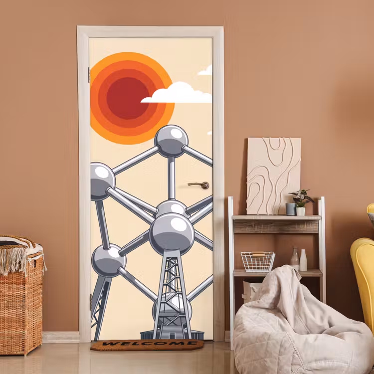 Deursticker - Architectuur - Geometrie - Stad - Modern - Grijs — 2