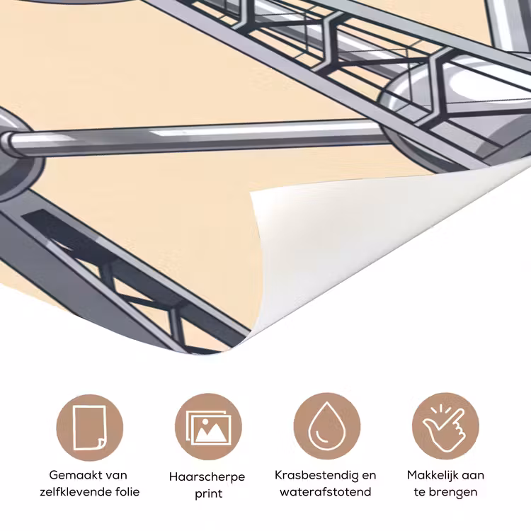 Deursticker - Architectuur - Geometrie - Stad - Modern - Grijs — 3