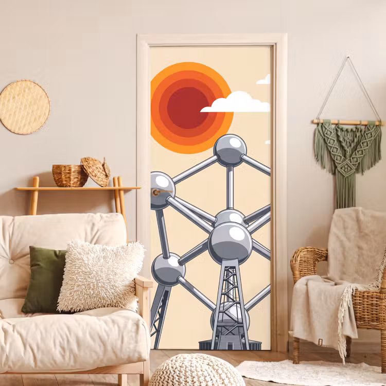 Deursticker - Architectuur - Geometrie - Stad - Modern - Grijs — 4