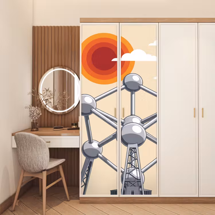 Deursticker - Architectuur - Geometrie - Stad - Modern - Grijs — 5