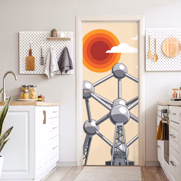 Deursticker - Architectuur - Geometrie - Stad - Modern - Grijs — 7