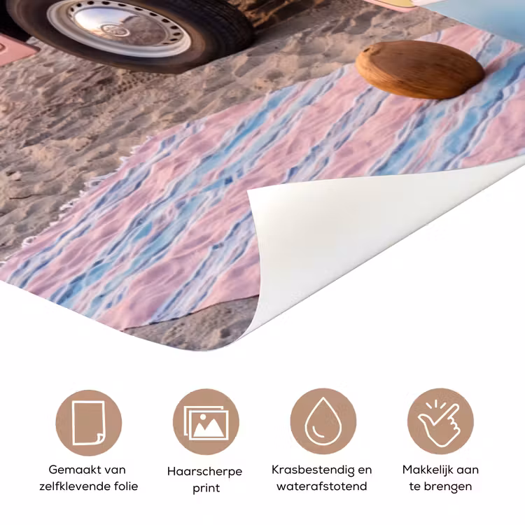 Deursticker - Busje - Strand - Surfplank - Zomer - Roze — 3