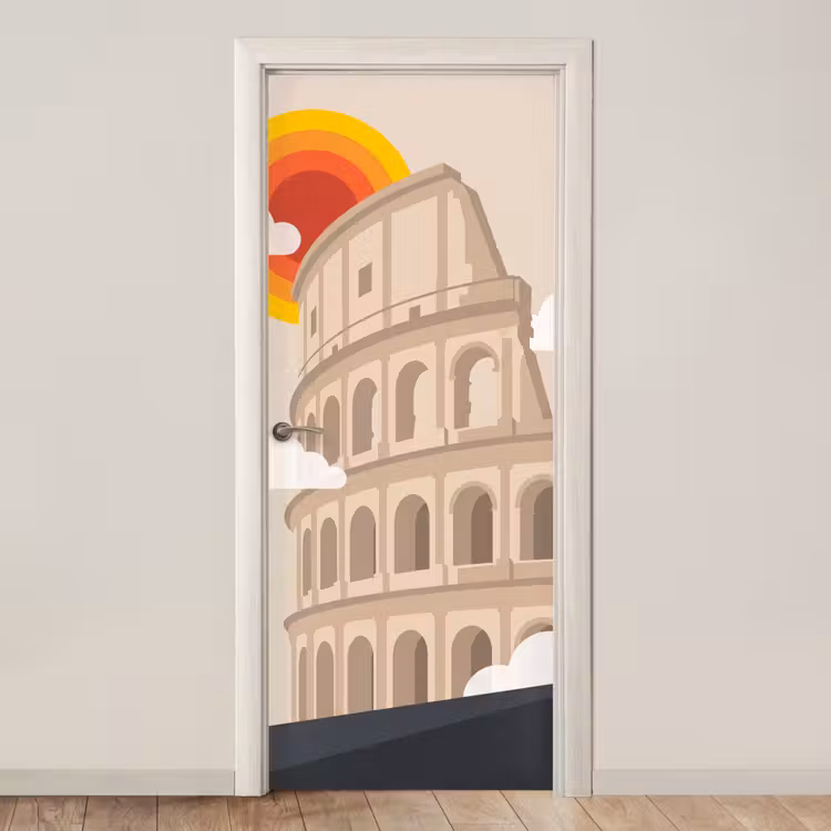 Deursticker - Colosseum - Zonsopgang - Rome - Architectuur - Beige — 1