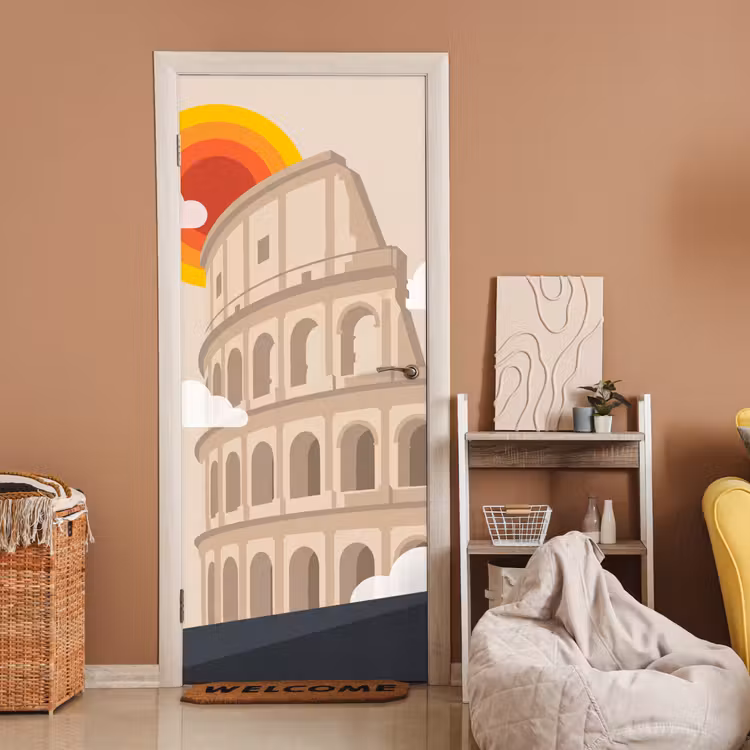 Deursticker - Colosseum - Zonsopgang - Rome - Architectuur - Beige — 2
