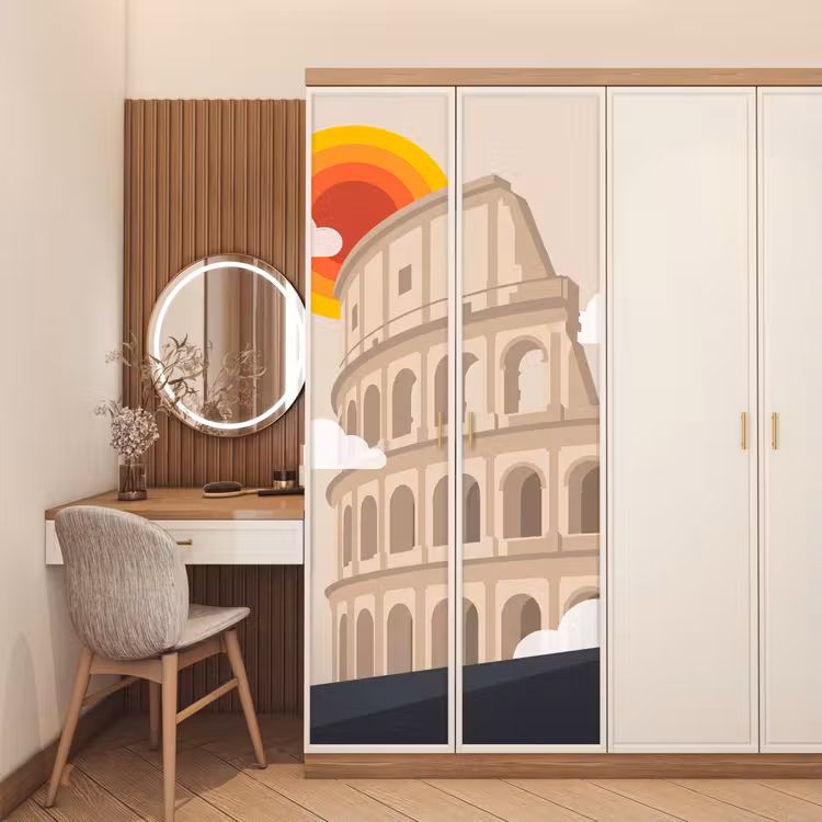 Deursticker - Colosseum - Zonsopgang - Rome - Architectuur - Beige — 5