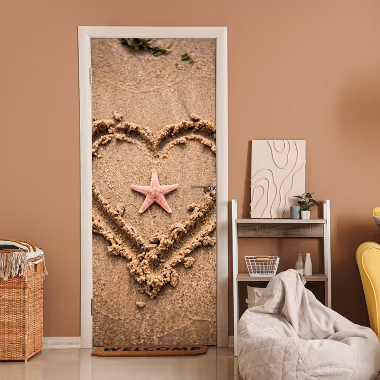 Deursticker - Dieren - Hart - Strand - Zand - Roze — 2