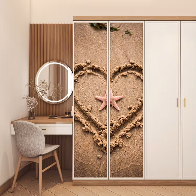 Deursticker - Dieren - Hart - Strand - Zand - Roze — 5