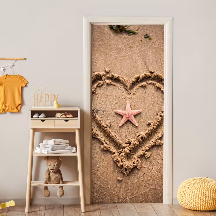 Deursticker - Dieren - Hart - Strand - Zand - Roze — 6