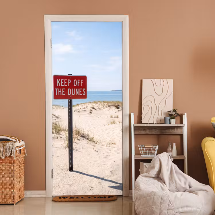 Deursticker - Duin - Bord - Kust - Landschap - Rood — 2