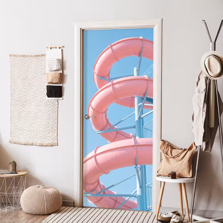 Deursticker - Glijbaan - Waterpark - Spiraal - Modern - Roze — 8