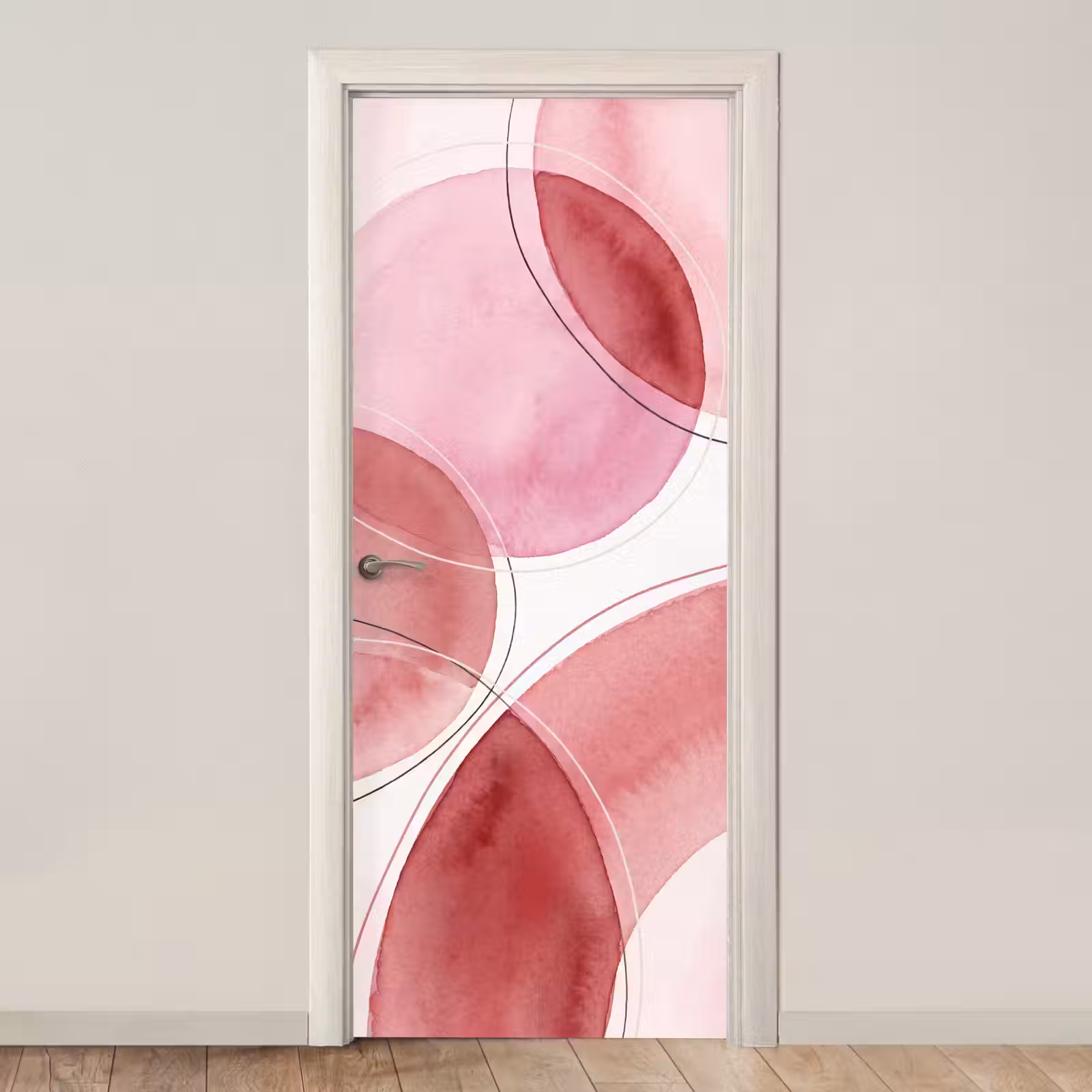 Deursticker - Abstract - Cirkels - Modern - Roze - Kunst — 1