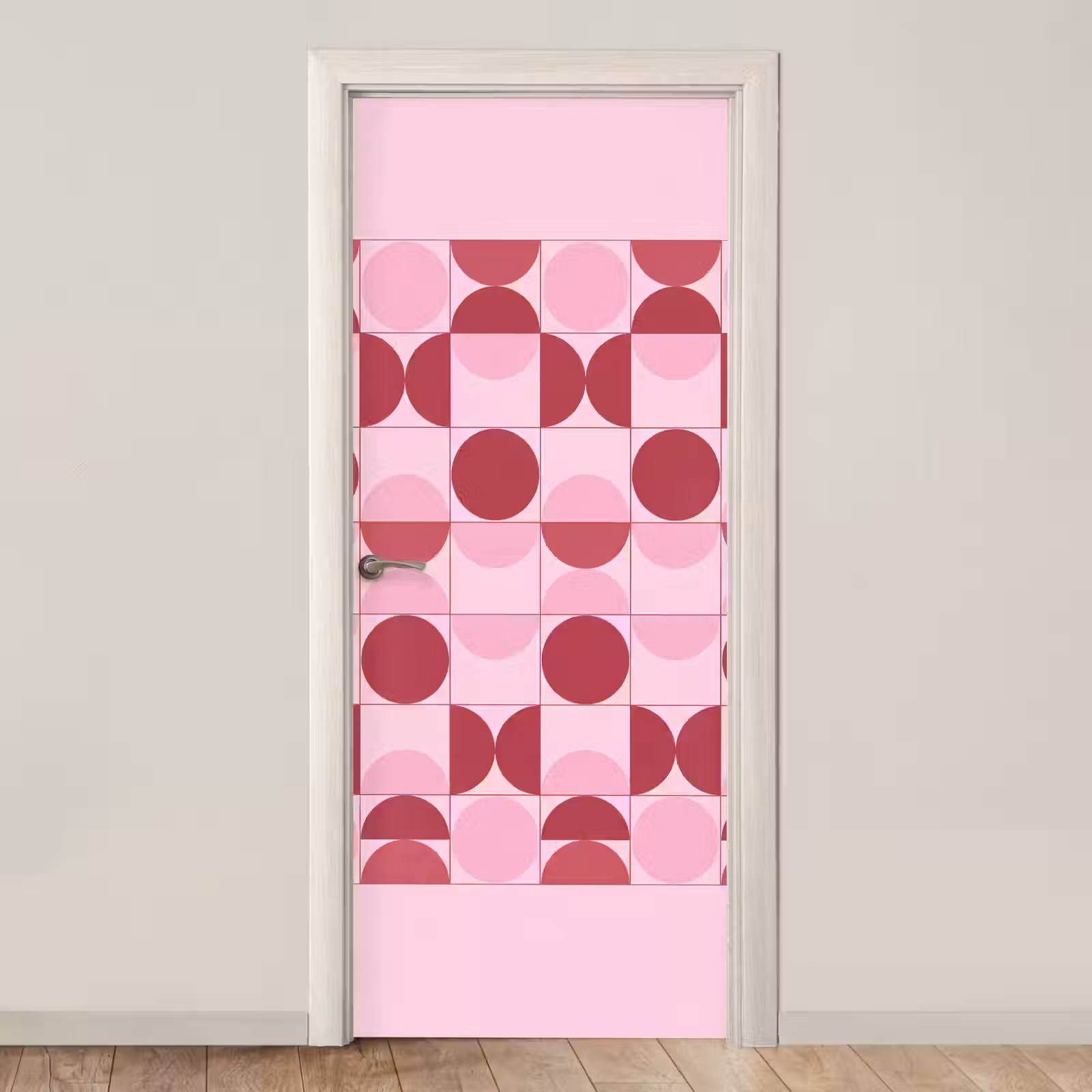 Deursticker - Abstract - Geometrisch - Cirkels - Roze - Modern — 1