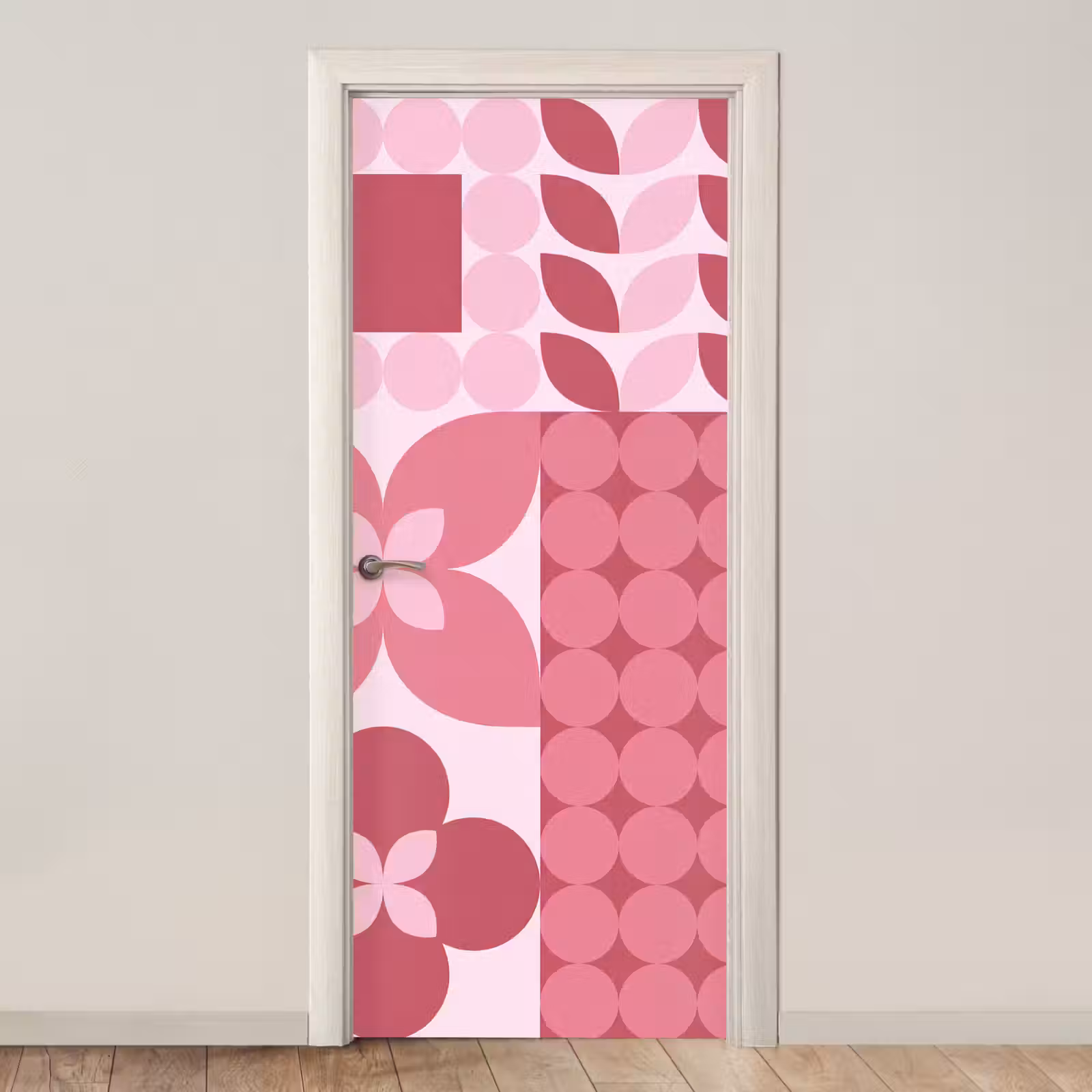 Deursticker - Abstract - Geometrisch - Patroon - Modern - Roze — 1