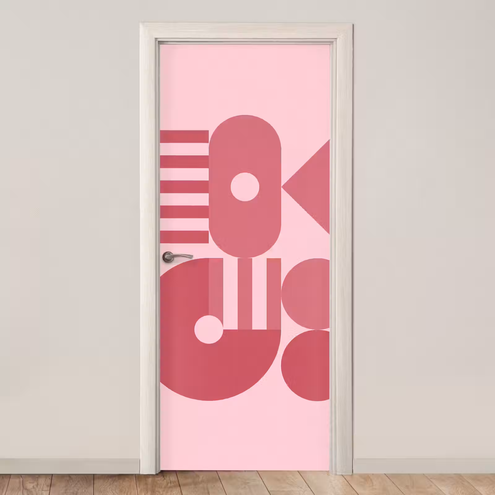Deursticker - Abstract - Geometrisch - Vormen - Roze — 1